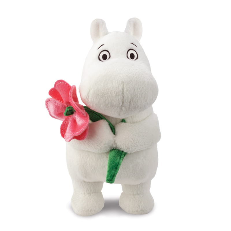 Muminki Muminek stojący z różowym kwiatem maskotka 16 cm [61556]