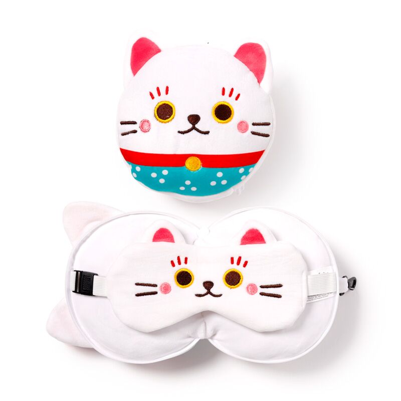 Poduszka podróżna z maseczką - MANEKI NEKO [CUSH320]